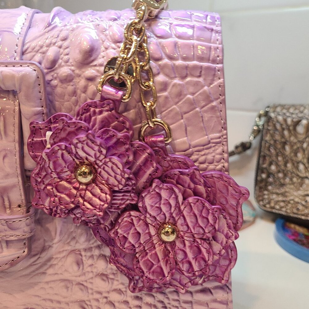 NWOT Brahmin Bag Charm Flower Duo Liliac Essence Melbourne Purse Charm